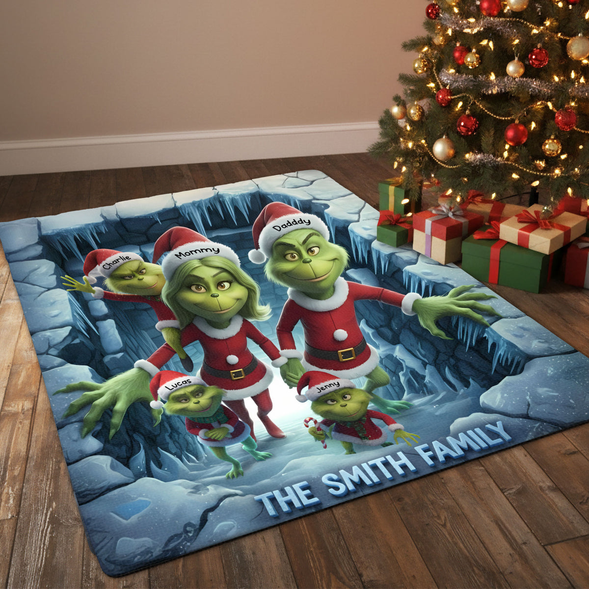 Green Monster Family Doormat- Personalized Gifts For Family 02ohti151025-Homacus