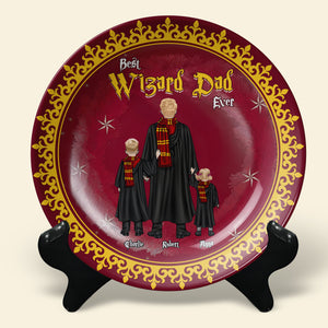 Personalized Gifts For Dad Round Plate Best Wizard Dad Ever 04HUTI130325-Homacus