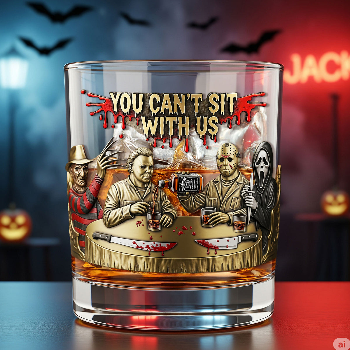 Horror Bar Whiskey Glass, Personalized Gifts For Horror Lovers 01qhti190825-Homacus