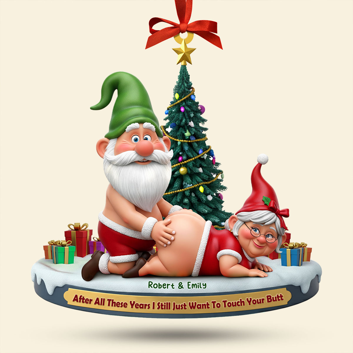 Naughty Old Gnome Couple Ornament - Personalized Gifts For Couple 01ohti190925-Homacus