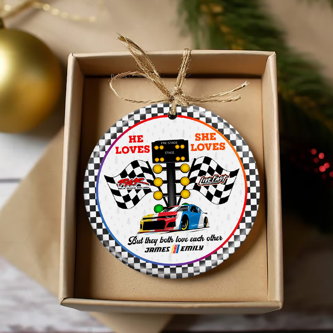Personalized Gifts For Couple Christmas Ornament 01huti061023 Racing Fans-Homacus