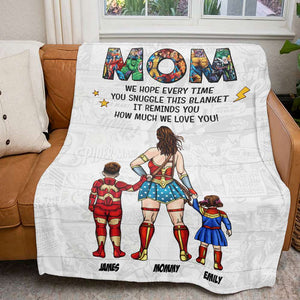 Personalized Gifts For Mom Blanket Super Mom And Kids 01NATI200325PA-Homacus