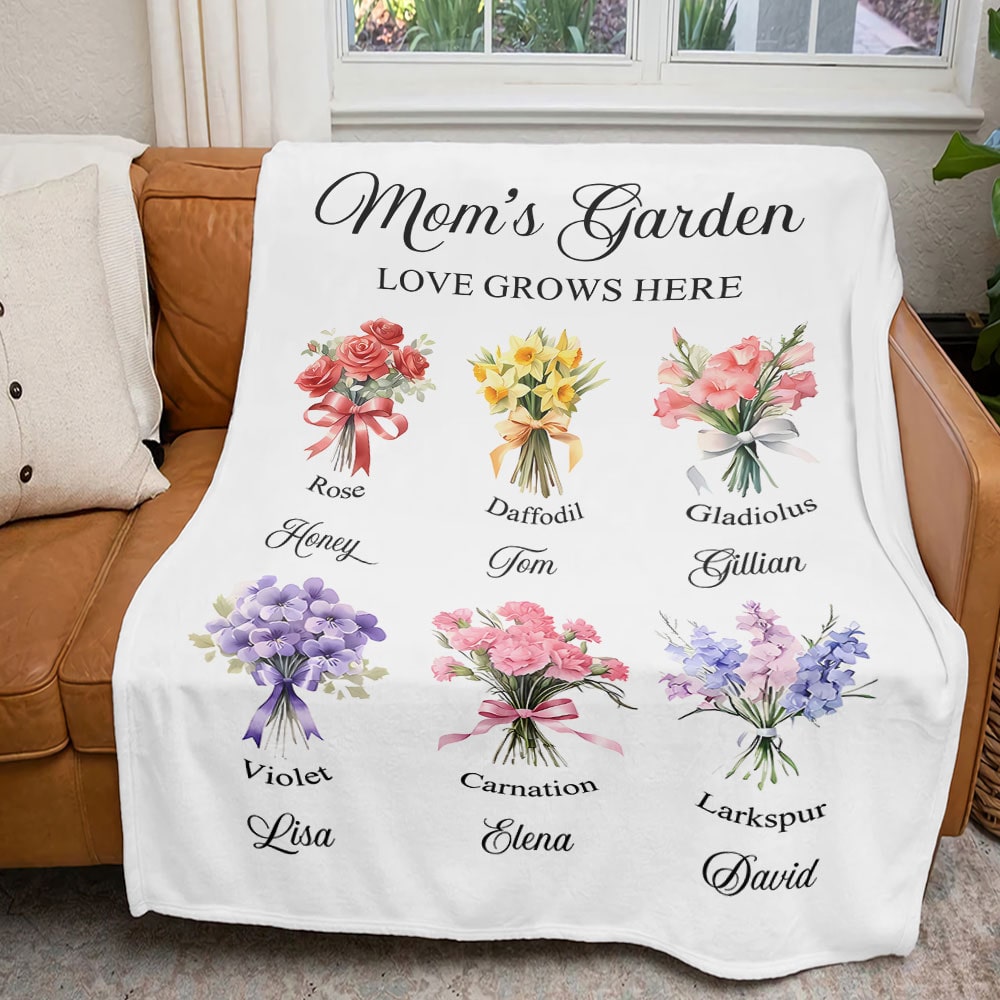 Personalized Gifts For Mom Blanket Mom's Garden-Homacus