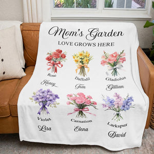 Personalized Gifts For Mom Blanket Mom's Garden-Homacus