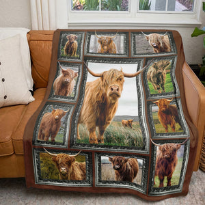 Highland Cow - Personalized Photos Collage Blanket 031qhti311224-Homacus