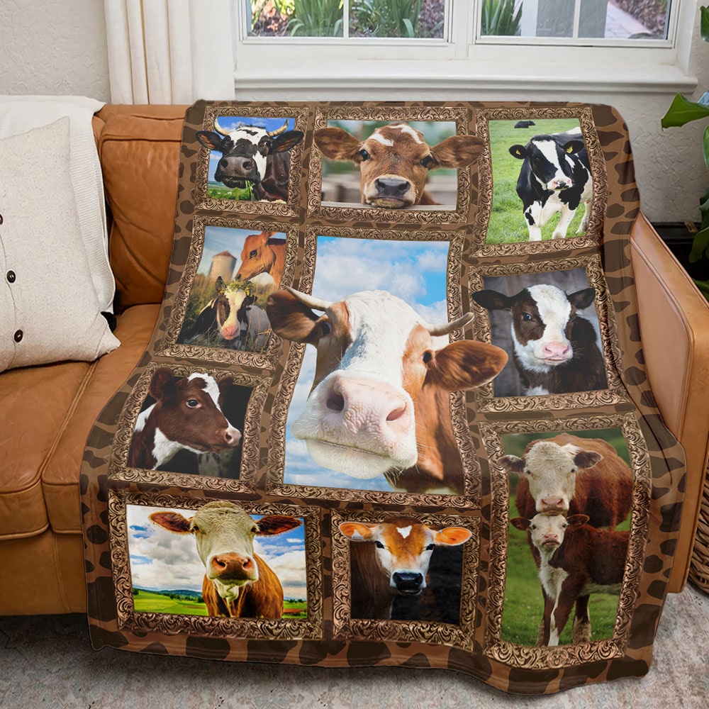Cute Cattle - Personalized Photos Collage Blanket For Cow Lovers 051qhti311224-Homacus