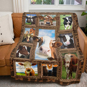 Cute Cattle - Personalized Photos Collage Blanket For Cow Lovers 051qhti311224-Homacus