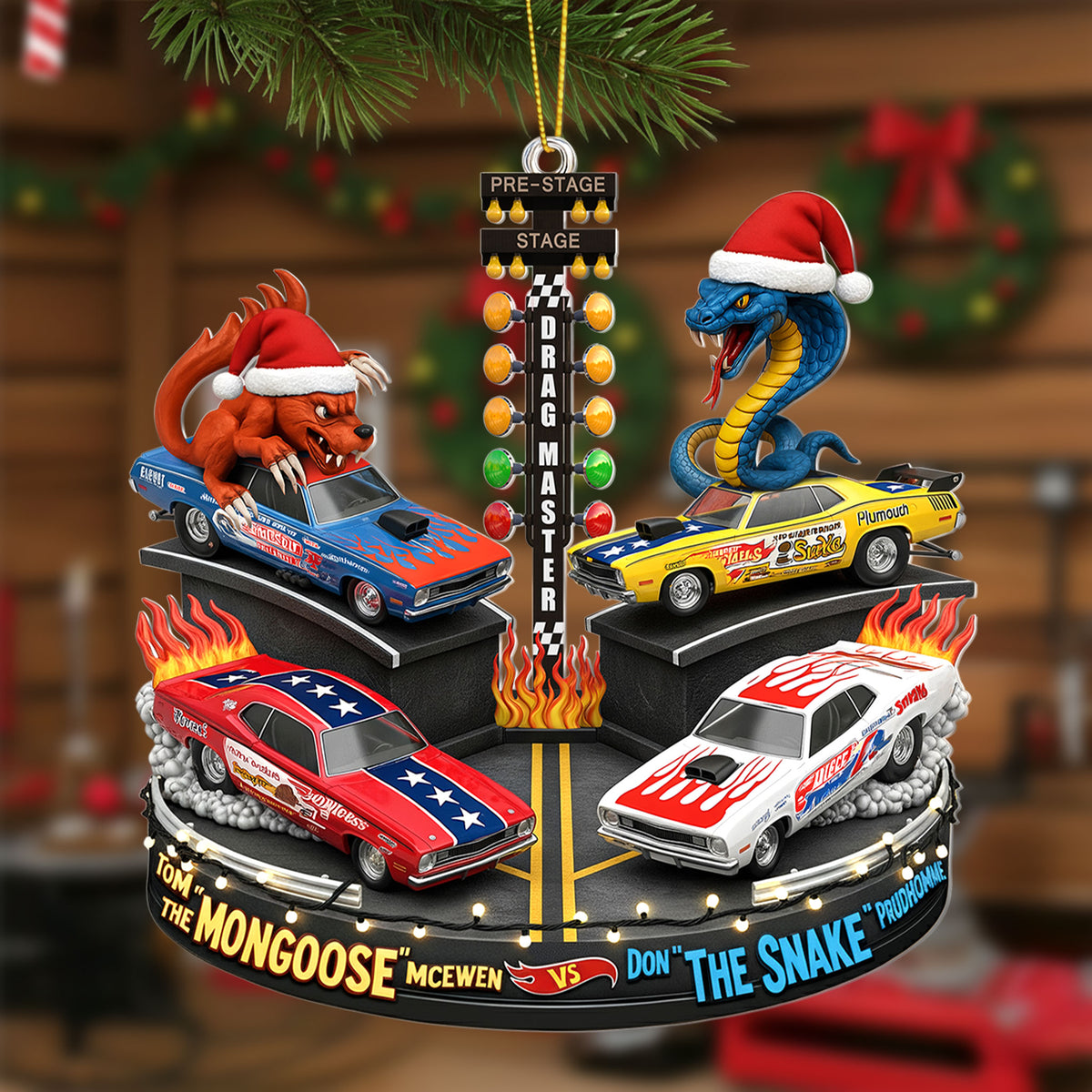Festive Rivalry Christmas Ornament, Personalized Gifts For Drag Racing Lovers 05qhti150925-Homacus
