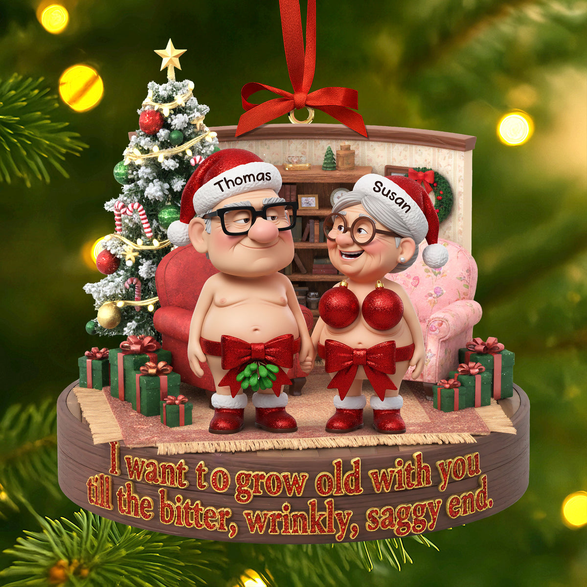 Naughty Old Couple Ornament - Personalized Gifts For Couple 04nati230925-Homacus