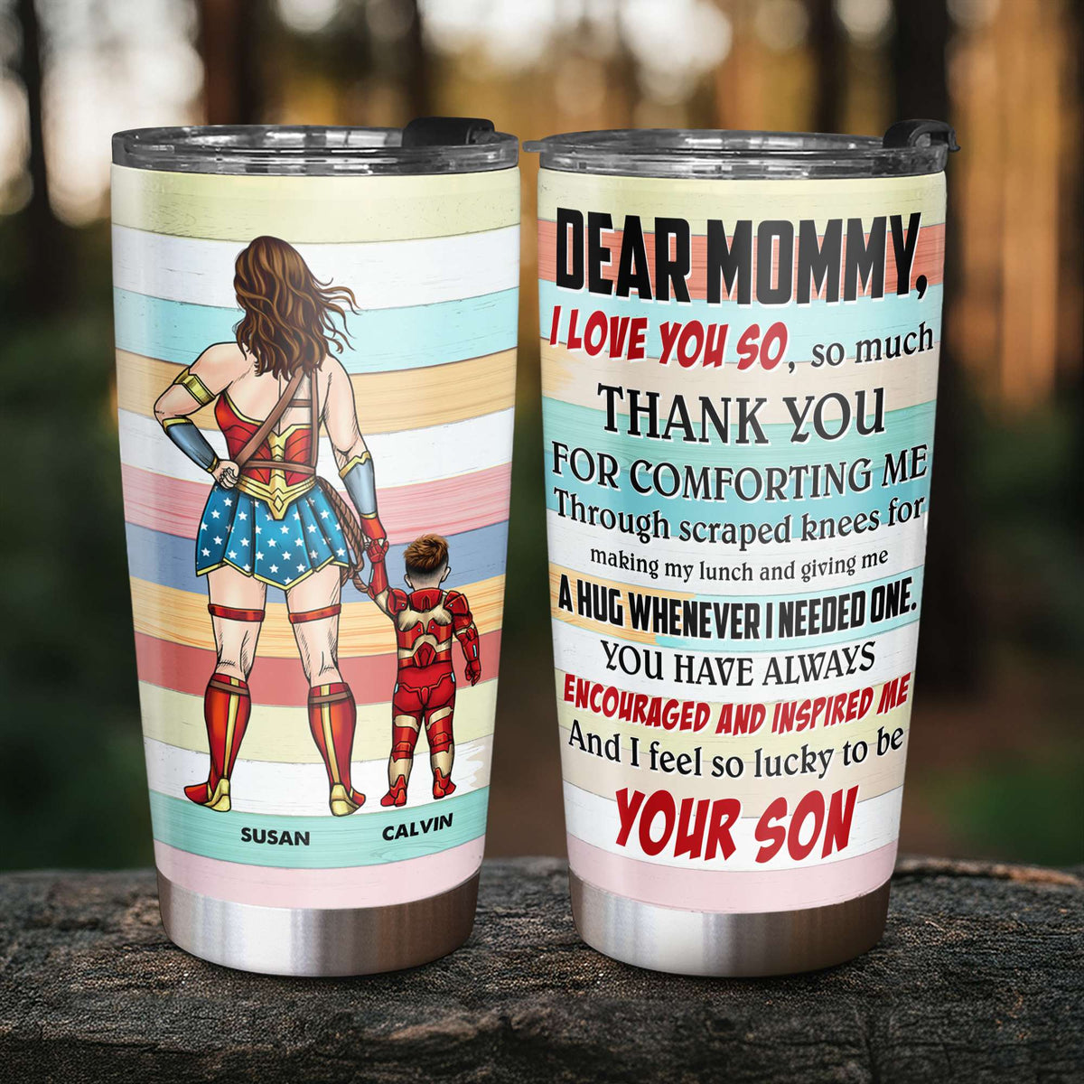 Personalized Gifts For Mom Tumbler Superhero Mom And Kid 01ACTI110325PA-Homacus