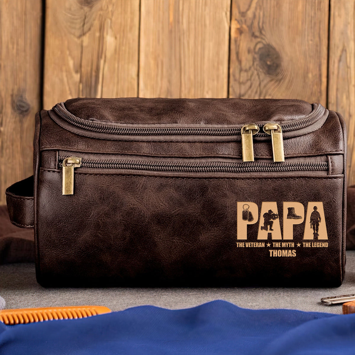 Personalized Gifts For Veteran Dad Leather Toiletry Bag 04huti070325-Homacus