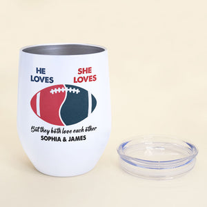 Custom Team Logo Gifts For Couple Wine Tumbler 05HUTI160223 Football Couple Shape-Homacus