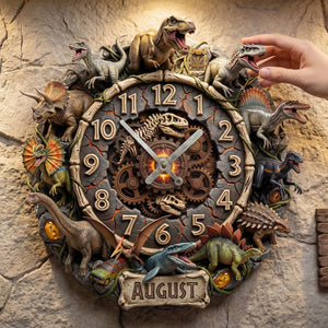Dinosaur Acrylic Hanging Wall Clock - Personalized Gifts For Dinosaur Lovers 02huti140326-Homacus