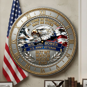 Bold Veteran Eagle Wall Clock, Personalized Gifts For Veteran 05QHTI200126-Homacus