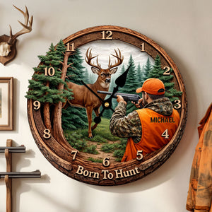Hunting Lover Clock - Personalized Gifts For Hunter 1 Layer Acrylic Hanging Wall Clock 01HUTI231225-Homacus
