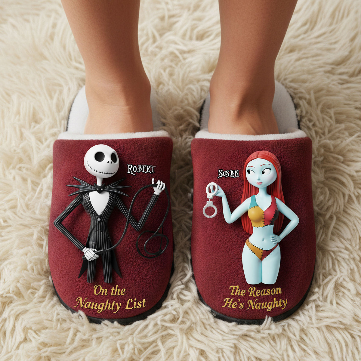 Spooky Naughty Couple Slippers - Personalized Gifts For Couples 04NATI081025-Homacus