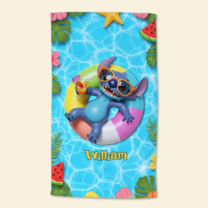 Cute Ailen Beach Towel - Personalized Gifts For Cartoon Lovers 01pgti010825-Homacus