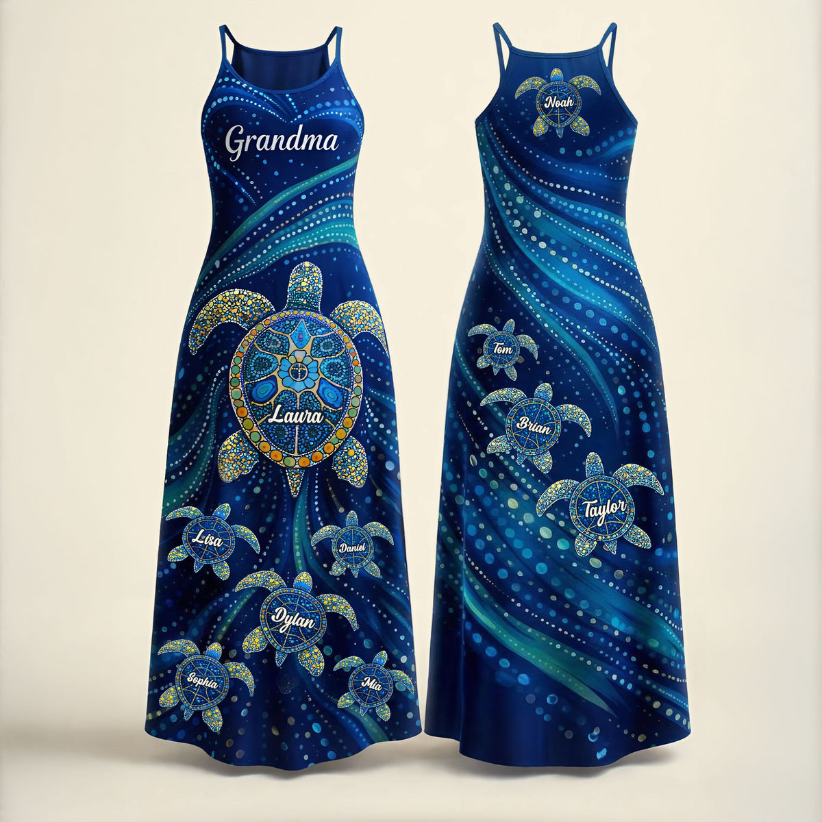 Turtle Grandma Suspender Maxi Dress - Personalized Mother's Day Gifts 01huti180326-Homacus