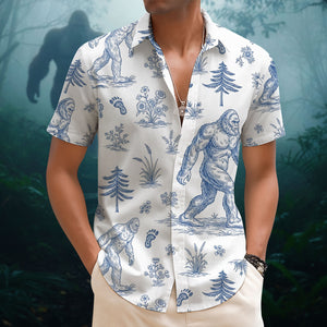 Vintage Blue Toile Pattern Hawaiian Shirt - Personalized Gifts For Bigfoot Lovers 02qhti110625-Homacus