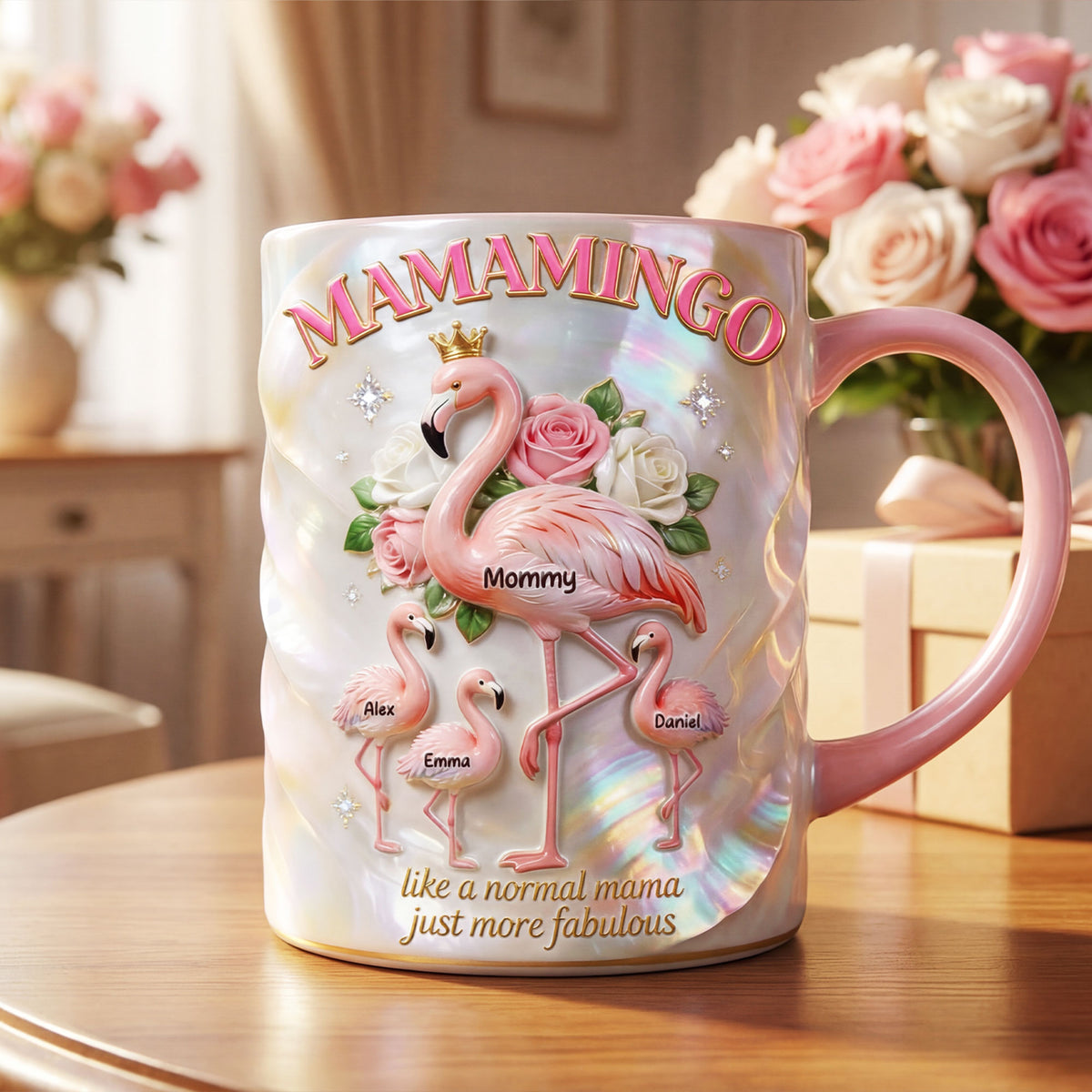 Flamingo Mom And Kids Coffee Accent Mug - Personalized Gifts For Mother's Day Coffee Mug 04PGTI100326-Homacus