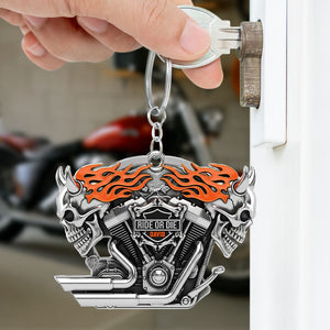 Motorcycle Engine Evil Skull Keychain - Personalized Gifts For Biker 03qhti120625-Homacus