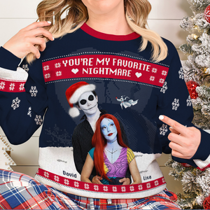 Custom Photo Gifts For Couple Christmas Ugly Sweater 02HUHU051024 You're My Favorite Nightmare-Homacus