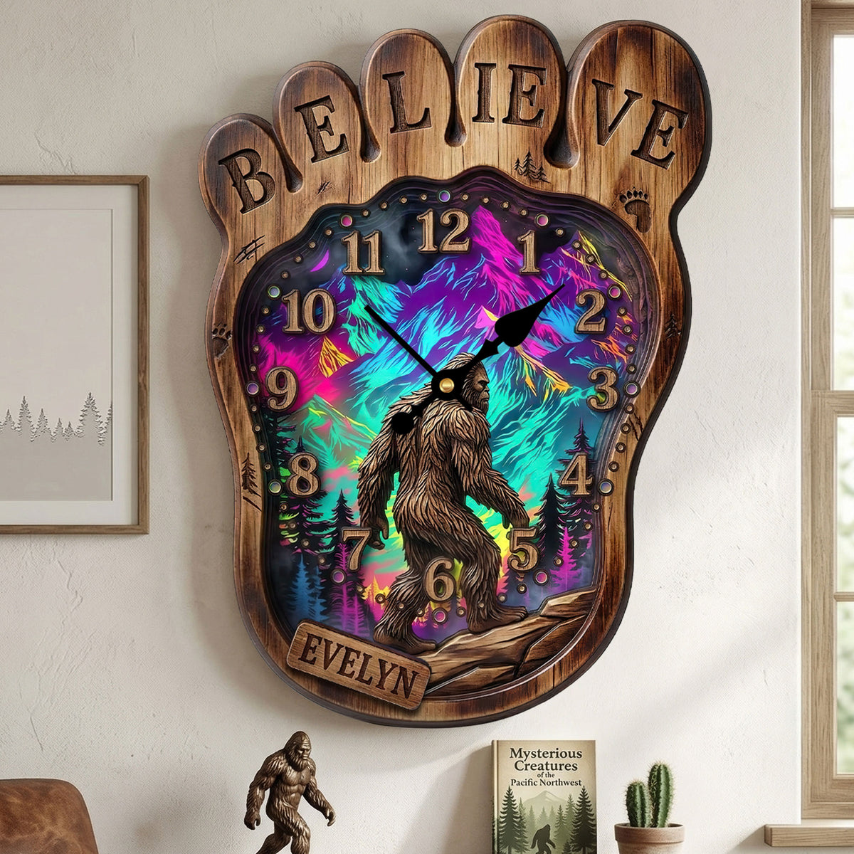 Sasquatch Acrylic Hanging Wall Clock - Personalized Gifts For Bigfoot Lovers 02huti200326-Homacus
