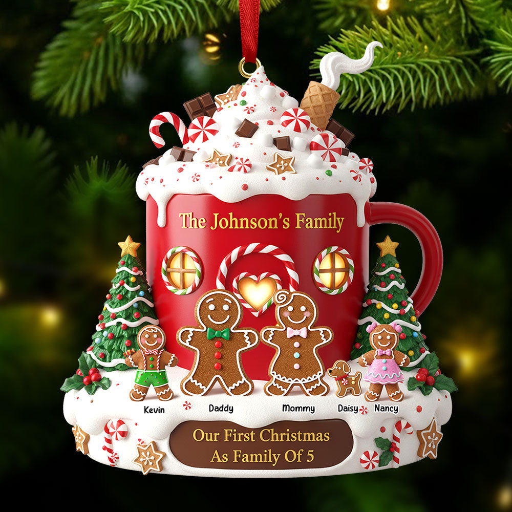 Gingerbread Family Ornament - Personalized Gift For Family Christmas Ornament 01HYTI311025-Homacus