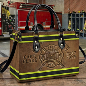 Fire Dept Leather Bag, Personalized Gifts For Female Firefighter & Firefighter Wife 02qhti151225-Homacus
