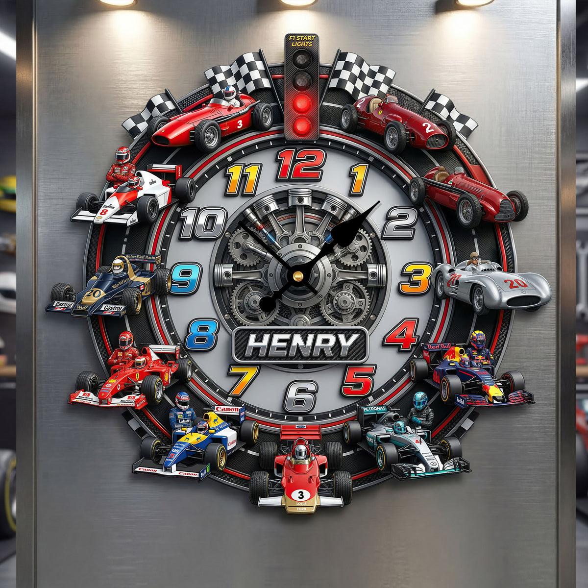 Racing Cars Acrylic Hanging Wall Clock - Personalized Gifts For Racing Lovers 04huti160326-Homacus