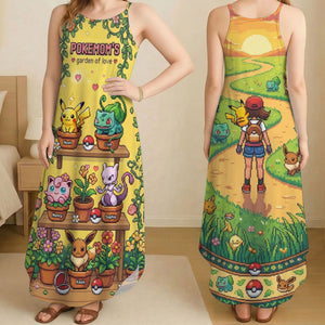 Pixel Monster Garden Suspender Maxi Dress - Personalized Gifts For Mom 01pati200326-Homacus