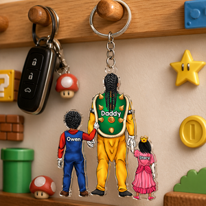 Retro Game Dad Keychain - Personalized Gifts For Father's Day Keychain 051QHHU160525PA-Homacus