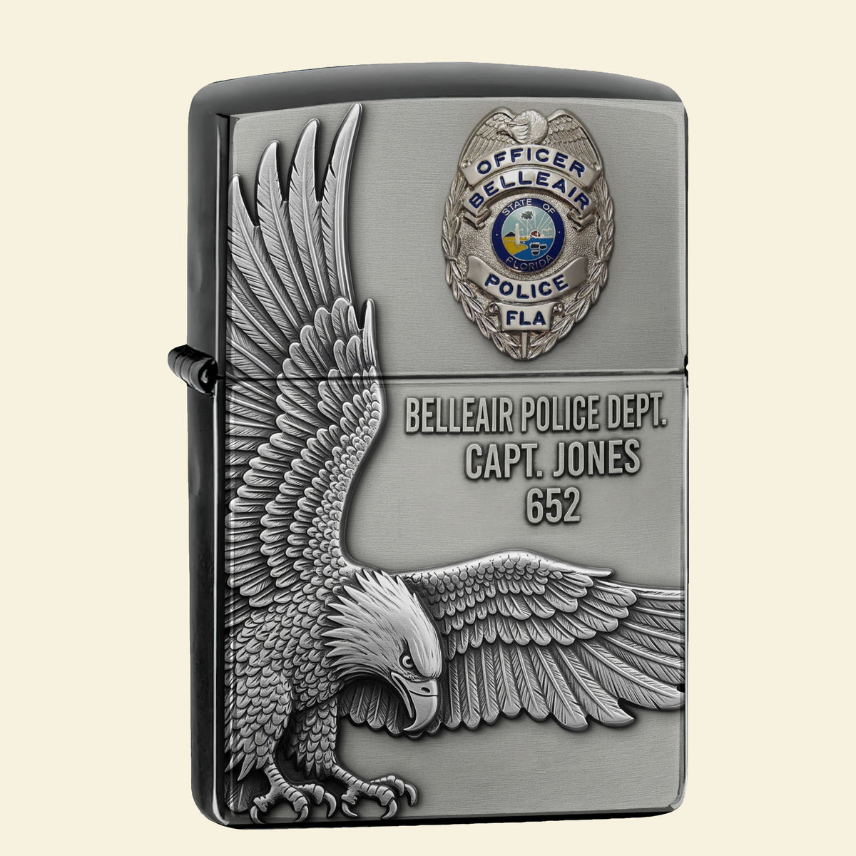 Police Department Lighter- Custom Police Station Logo Gifts For Police With Name, Number Tag-Homacus