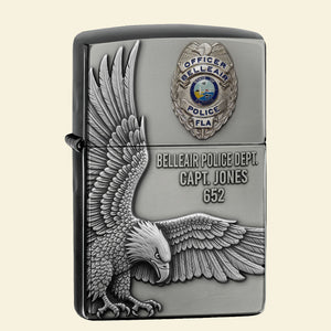 Police Department Lighter- Custom Police Station Logo Gifts For Police With Name, Number Tag-Homacus