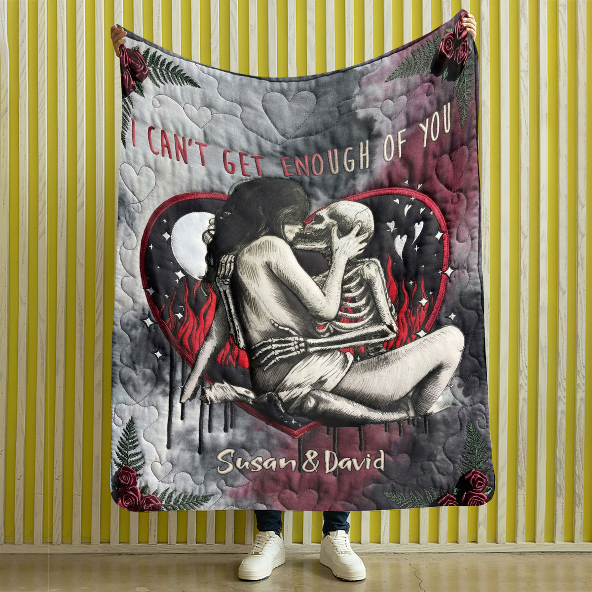Deathly Love Gothic Skull Couple Blanket, Personalized Gifts For Couple 04qhti091225-Homacus