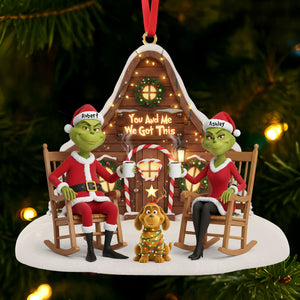 Dog Lover Green Monster Couple Ornament - Personalized Gift For Couple Christmas Ornament 03OHTI171025-Homacus