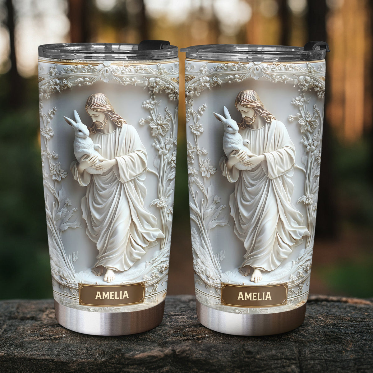 Personalized Gifts For Christian Tumbler, Jesus Hugs Bunny 04tgti180225-Homacus