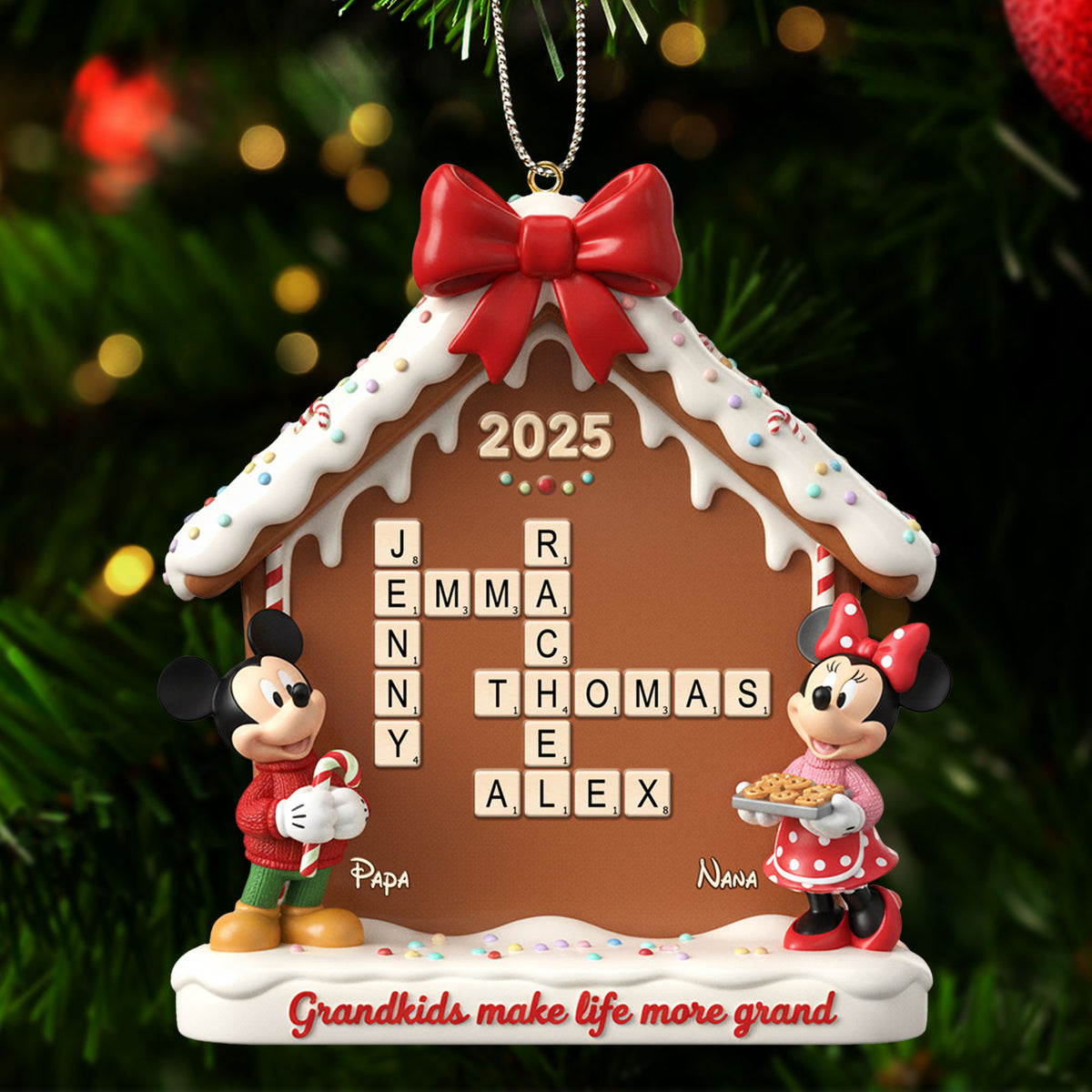 Gingerbread House Family Crossword Ornament - Personalized Gift For Family Christmas Ornament 04NATI311025-Homacus