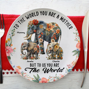 Personalized Gifts For Mom Ceramic Round Plate Elephant Mom 05xqti250325-Homacus