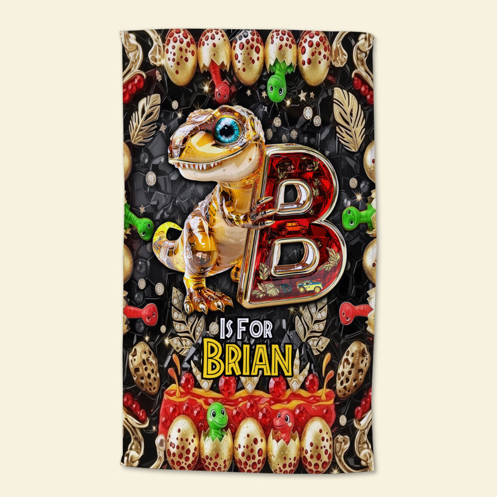Dino Alphabet Letter Beach Towel - Personalized Gifts For Movie Lovers 03tgti110725-Homacus