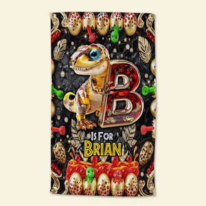 Dino Alphabet Letter Beach Towel - Personalized Gifts For Movie Lovers 03tgti110725-Homacus