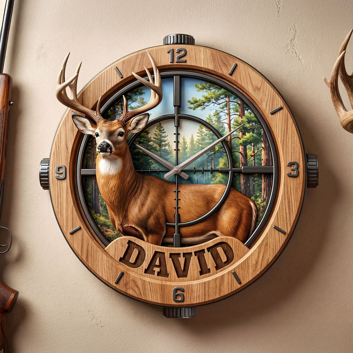 Deer Hunting Hanging Wall Clock - Personalized Gifts For Hunting Lovers 04kiti241225-Homacus