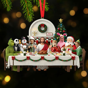 Christmas Party With Jesus Christ Ornament - Personalized For Christians and Classic Christmas Movie Lovers 01QHTI151025-Homacus