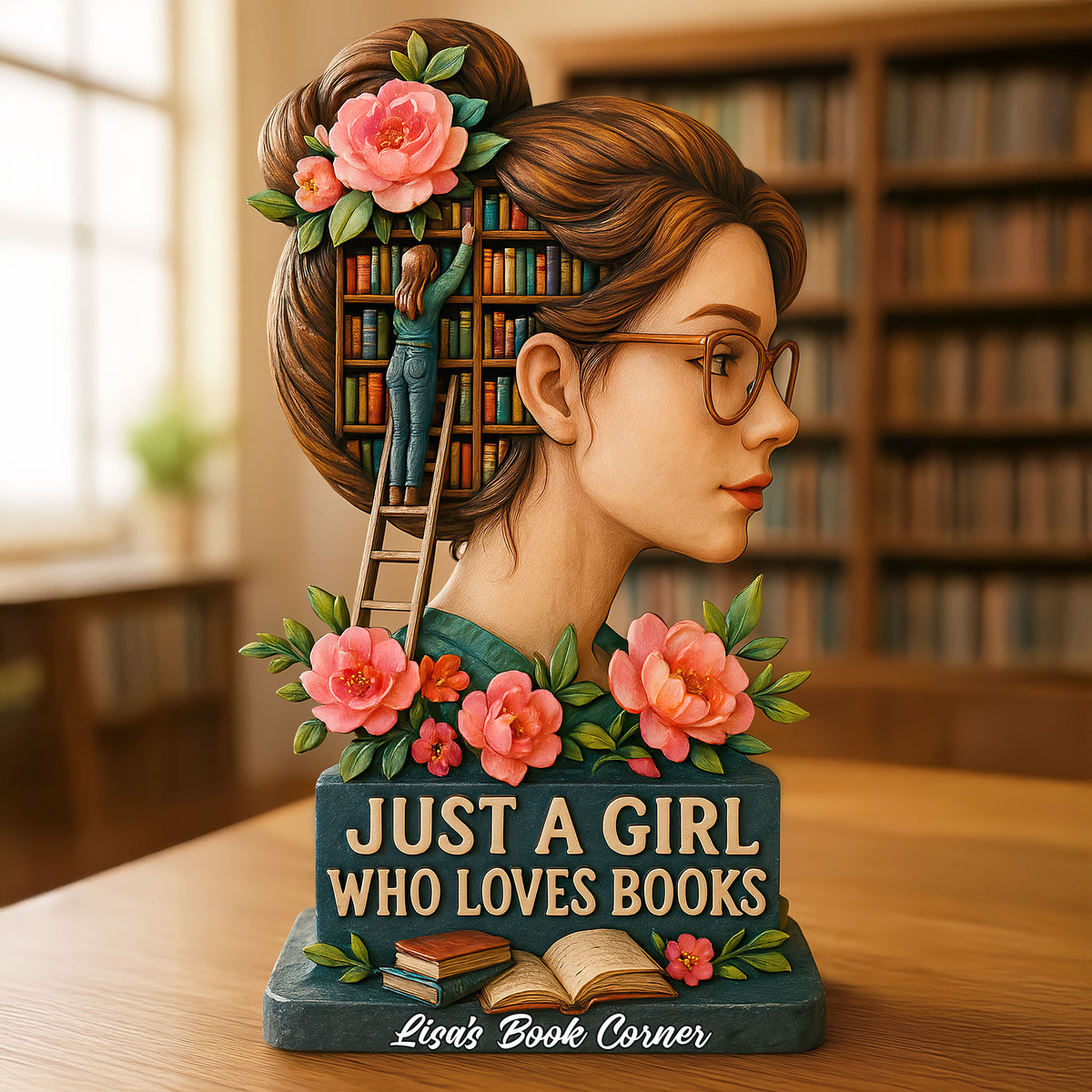 Girl Book Lover Acrylic Plaque Personalized Christmas Gifts For Book Lovers 02HUTI130525-Homacus