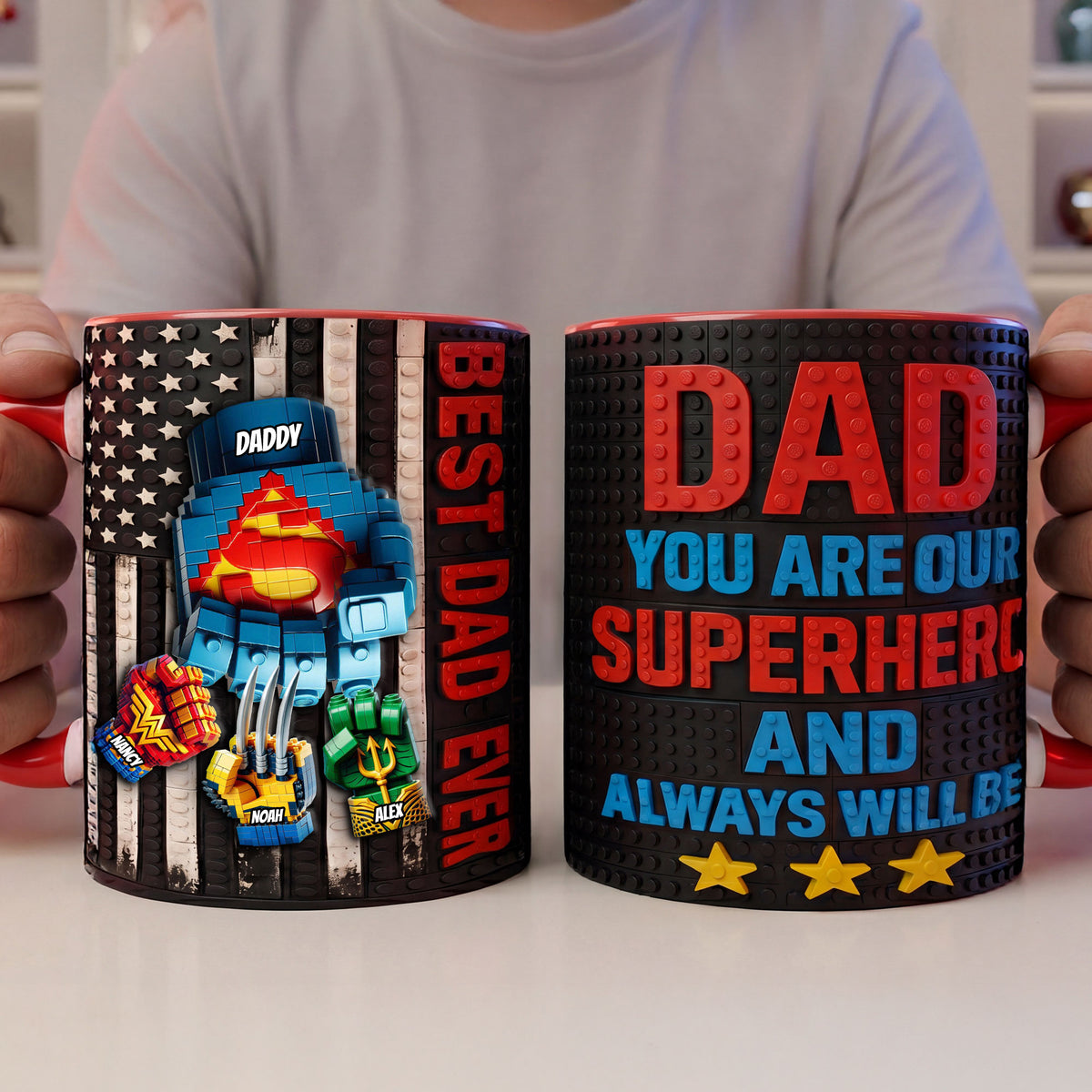 Dad’s Little Crew Fist Bump Accent Mug - Personalized Gift For Dads 05OHTI060526-Homacus