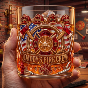 Firefighter Daddy's Crew Glass Mug Personalized Gifts For Dad 01PATI060526-Homacus