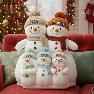 Snowman Family Pillow - Personalized Gifts For Family Christmas Pillow 06TOTI131125-Homacus