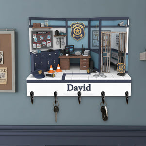 Police Office Wood Key Hanger - Personalized Gifts For Police Key Hanger 03HYTI021225-Homacus