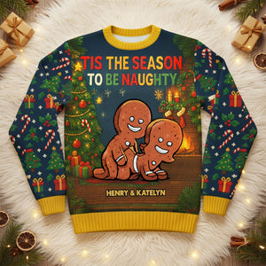 Funny Gingerbread Couple Knitted Ugly Sweater - Personalized Gifts For Couple Christmas Ugly Sweater 01HUTI131125