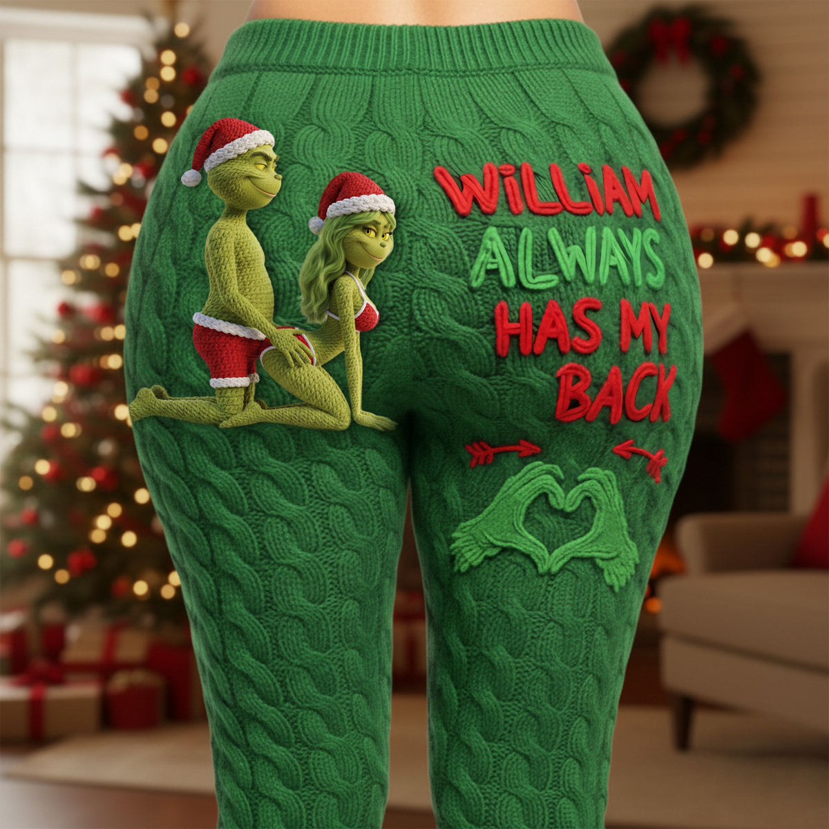 Cheeky Couple Leggings - Personalized Gifts For Couple Christmas Leggings 05OHTI111125-Homacus